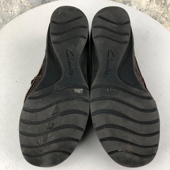 Clarks Women's Size 7.5M Bendables Brown Leather Slip On Mary Jane Casual Shoes - Picture 8 of 14
